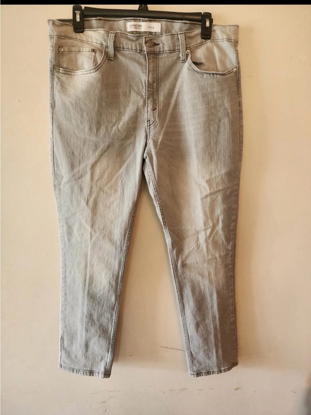 Levi's Signature Jeans Mens Size 38x30 Gray S37 Slim Fit Flex Stretch Denim
